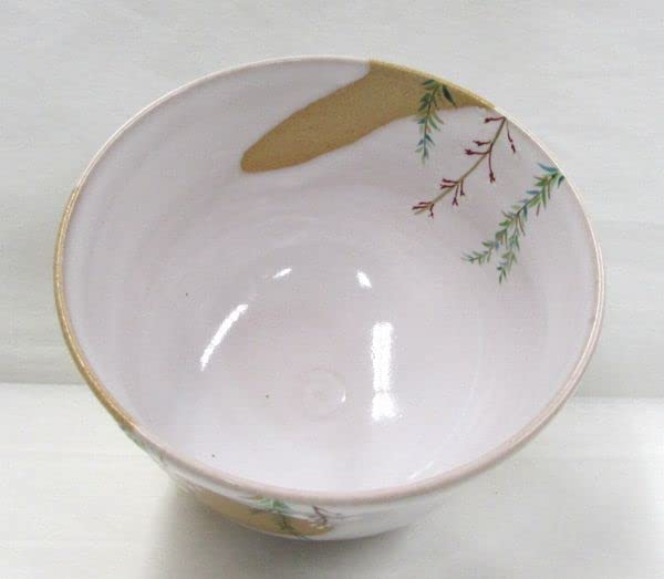 Amazon | ＜茶道具・茶碗＞ 白釉 掛分け 柳桜の絵茶碗 橋本永